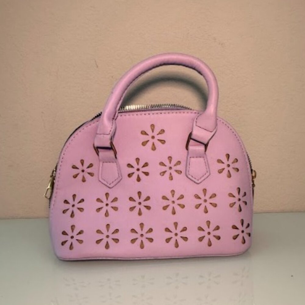 Lavender Floral Mini Satchel - Pastel Purple Handbag